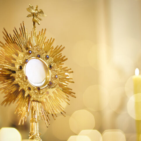 Ostensory for worship at a Catholic church ceremony - Adoration to the Blessed Sacrament - Catholic Church - Eucharistic Holy Hour